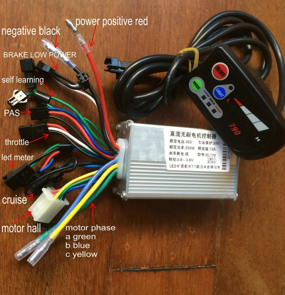 2019 24v36V48V250W 1000w Controller And LED Display For Electric Bike