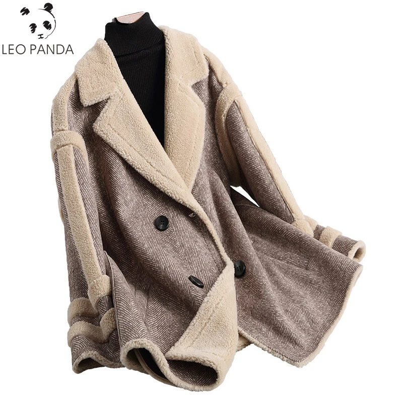 

New Luxury Thicken Warm Winter 100% Real Wool Fur Coat Plus Size Female Fashion Casual Double Breasted Long Fur Jackets Women