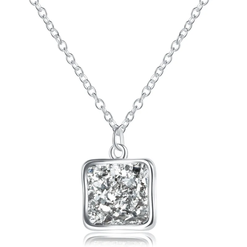 DANZE Симпатичные Bling Crystal Квадратный Кулон Цепочки и ожерелья для Для женщин