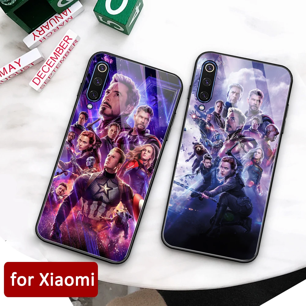 

for Xiaomi mi 8 glass back cover case Marvel Avengers Patterned case for Xiaomi mi 8 8se lite explorer mi 9 9se mix 2 2s 3 CC9