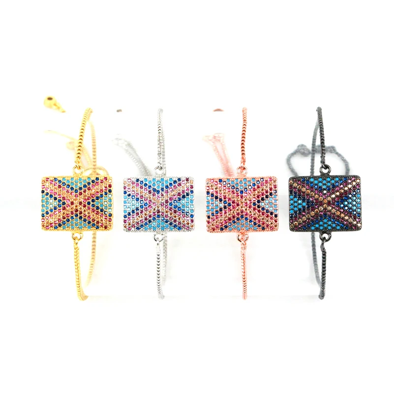 

Fashion Style Square Shape Link Bracelet Boho Adjustable Charm Bracelet for Women Bracelets & Bangles