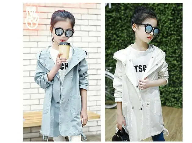 Weixu/Детская ветровка для девочек; модная детская верхняя одежда с рисунком птицы; сезон весна-осень; куртка; длинный плащ с капюшоном для подростков