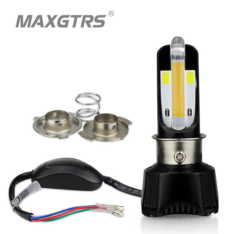 

MAXGTRS LED Motorcycle Headlight Hi Lo Beam H4 HS1 Bulb BA20D 40W 4400LM COB Chip DRL Moto light Moped KMT EXC ATV Lamp