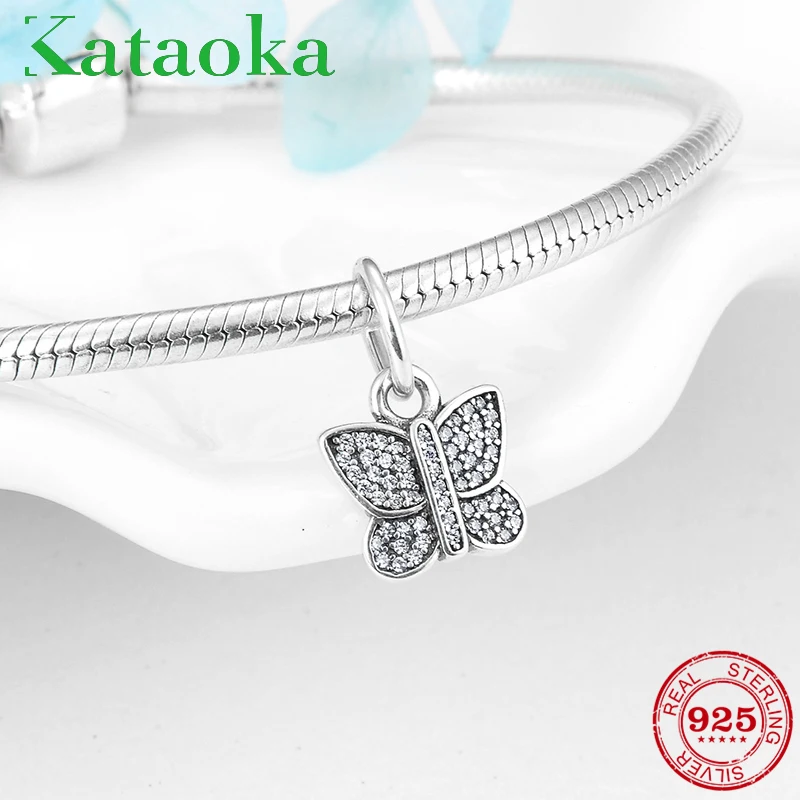 

Fashion Charms 2018 Hot Sparking Zircon Butterfly Wing Pendants Fit Original Pandora Charm Bracelet Jewelry making