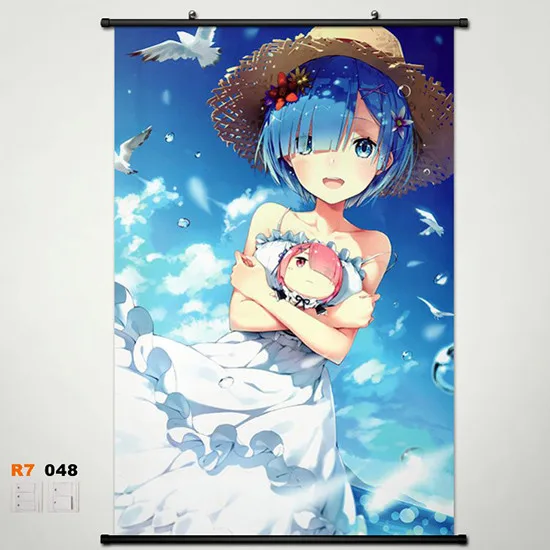 Аниме Манга Re Zero Kara Hajimeru Isekai Seikatsu Настенная картина прокрутка 60x90 см Настенные