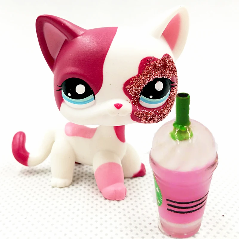 

Real Rare pet shop lps toys Short Hair Cat Original Standing #2291 Red White Kitty Sparkle Flower Eyes Christmas Gifts