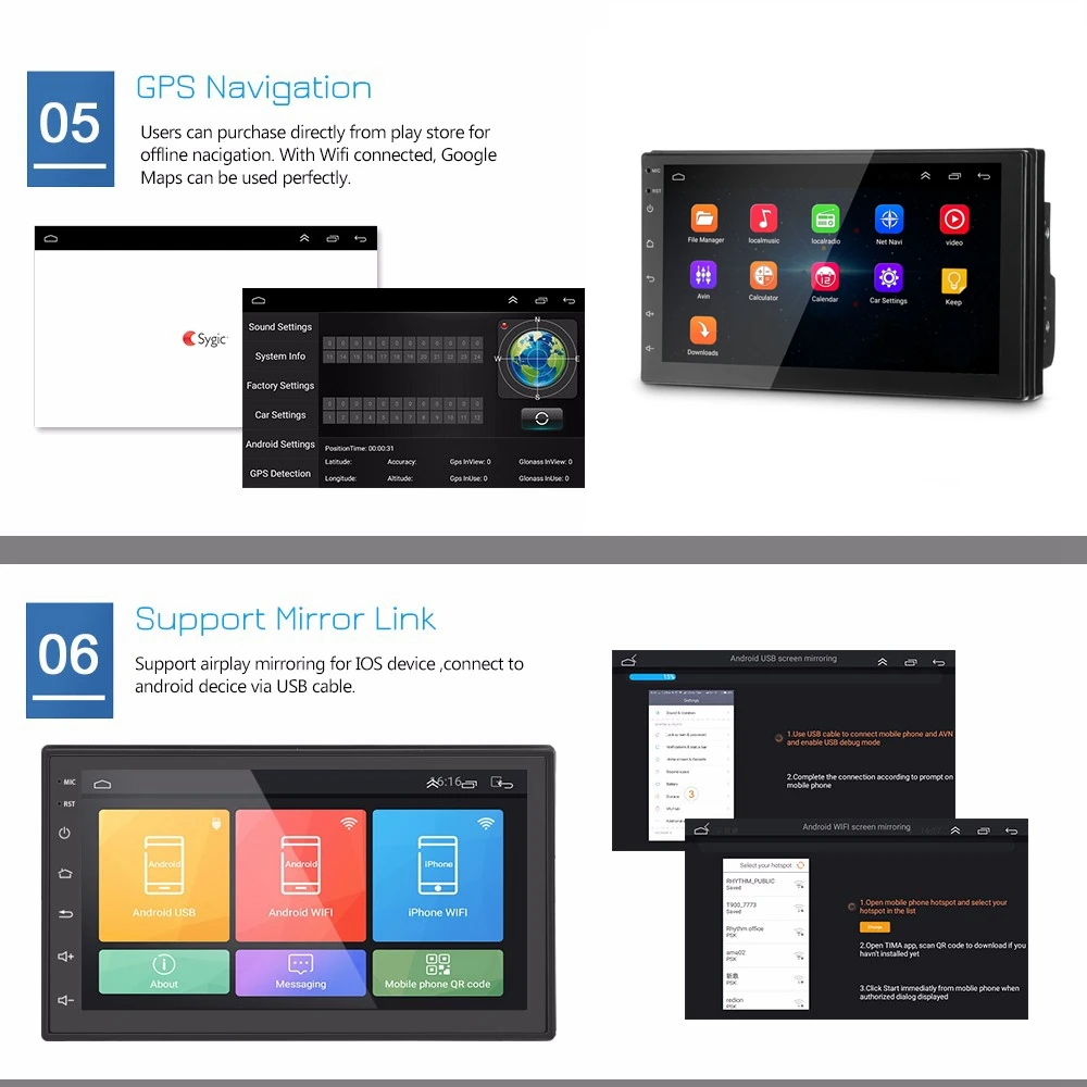 Universal GPS Navigation WiFi Auto MP5 Player für VW Toyota Android USB Audio Radio Multimedia Spie