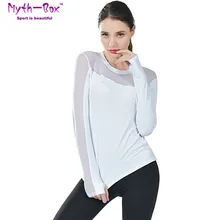 Женские футболки для йоги Женская футболка для бега сетчатый лоскутный для фитнеса, футболка с длинными рукавами, спортивные футболки для детей танцевальные футболки спортивная тренировочная блуза