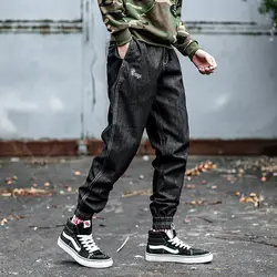 Японский стиль модные мужские джинсы Винтаж Свободный крой дамские шаровары оригинальный мыть Классическая Slack нижней хип хоп джоггеры