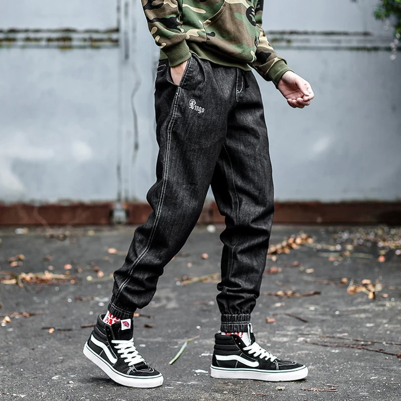 

Japanese Style Fashion Men Jeans Vintage Loose Fit Harem Pants Original Washed Classical Slack Bottom Hip Hop Joggers Jeans Men