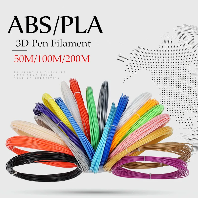 ABS/PLA utilisation pour stylo d'impression 3D 200 mètres 20 couleurs 1.75MM Filament fils plastique 3 d imprimante matériaux pour enfant dessin jouets