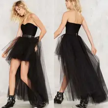 Модная новинка; женская балетная юбка-пачка принцессы; длинные женские тюлевые юбки; асимметричная газовая юбка для девочек; пикантная юбка для выпускного вечера