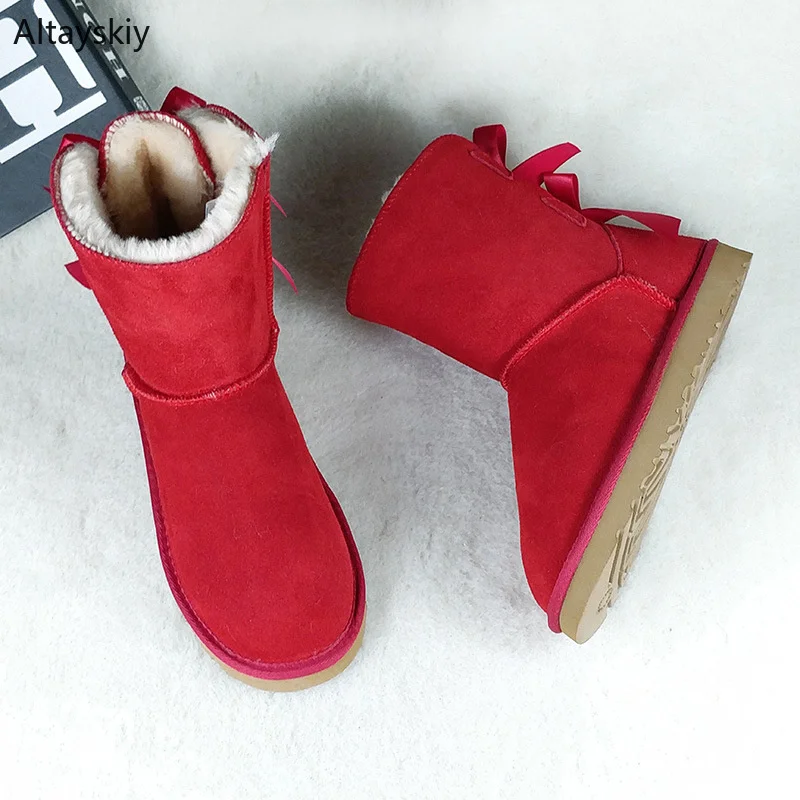 

Boots Women Plus Size Winter Warm Thicker Plush Ugly Snow Boot Womens Trendy Students Leisure Lovely Riband Red Fur 2019 Outdoor