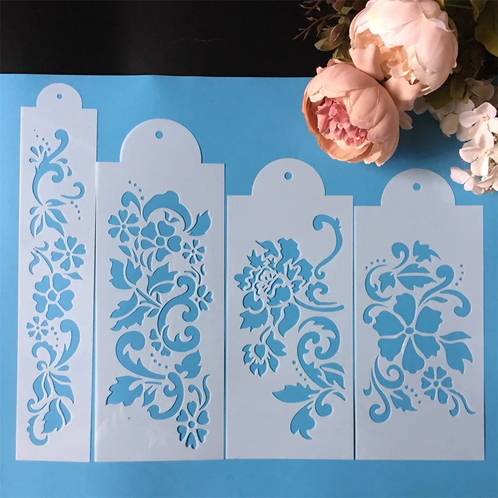 

2019 4Pcs/Set 27.5cm Flower DIY Layering Stencils Wall Painting Scrapbook Coloring Embossing Album Decorative Card Template