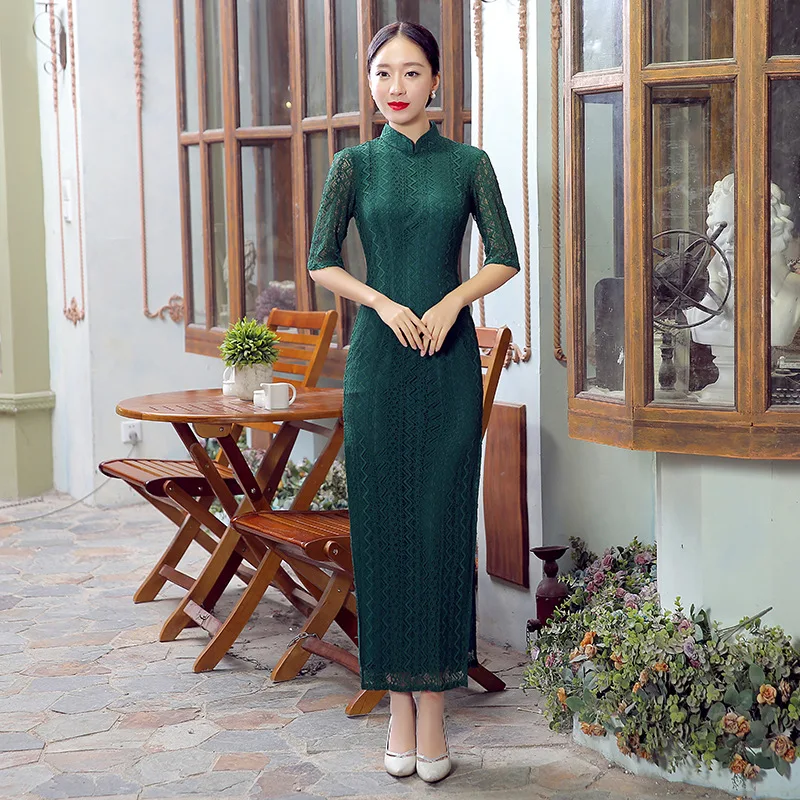 Best Seller Shanghai Story Highgrade Lace Cheongsam Long Cheongsam