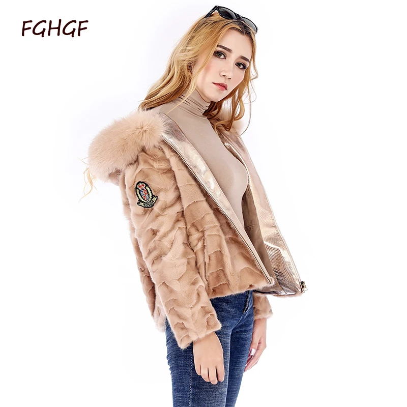 warm wind Real Mink Skin Fur Women Jacket Autumn Winter Short Mink Fur Coat women real fur coat