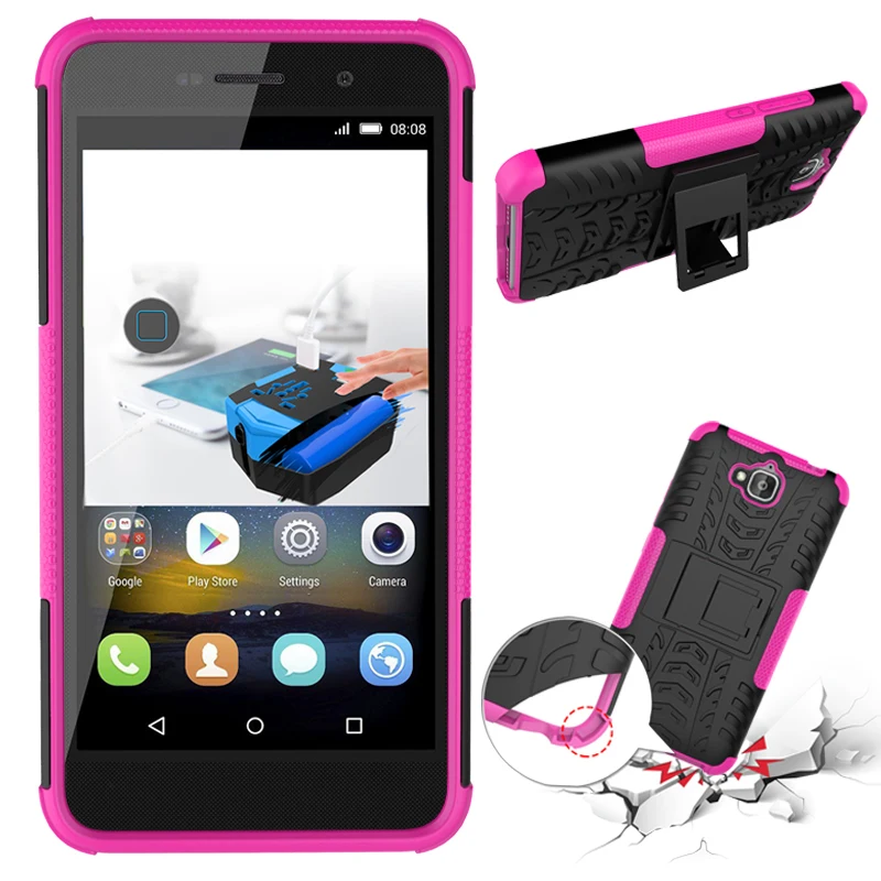Для huawei Honor 4C Pro TIT L01 U02 Y6 Pro Y 6 Y6Pro TIT-U02 TIT-L01 чехол Гибридный Силиконовый Жесткий пластиковый Чехол-подставка для телефона - Цвет: Pink