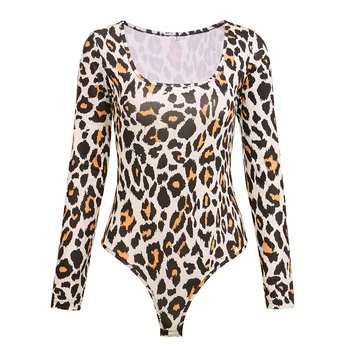 

Leopard bodysuit women turtleneck long sleeve short jumpsuits romper one piece femme playsuit sexy jumpsuit bodycon one-piece