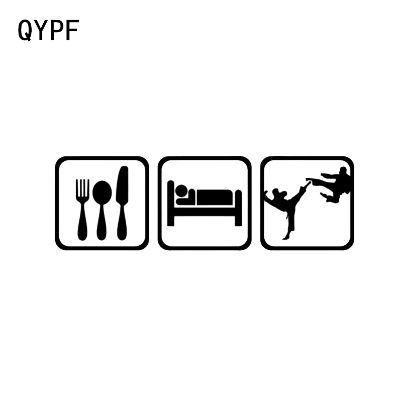 

QYPF 17.9*5.7CM Interesting Eat Sleep Judo Graphic Car Sticker Vinyl Reflective High Quality Decor Silhouette C16-0383