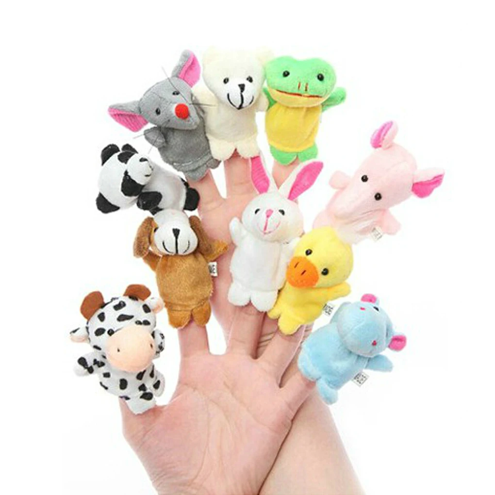 10 шт./компл. мультфильм животных Finger кукол детские плюшевые игрушки для детей пользу подарок Семейные куклы дети палец игрушка обучающая