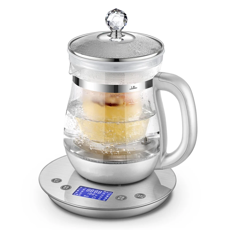 1.8L thicken silver multifunctional health pot knob health kettle LED