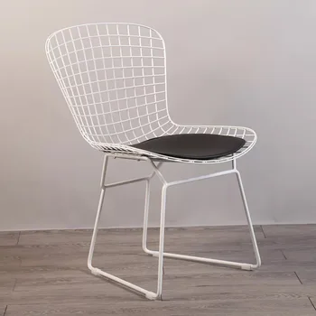 

Free shipping U-BEST Modern Classic Design Black White Harry Bertoia metal Wire Padded Chair Steel Wire dining Chair