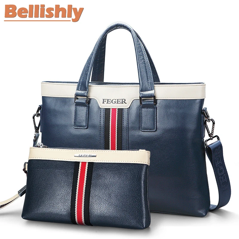 

Bellishly Men's Fashion Sports Composite Genuine Leather Bags Male Leisure Handbags Man Wallet Purse Tablet Pocket Shoulder Sac