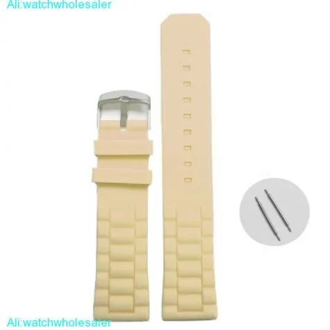 22mm Elegant Beige Silicone Jelly Rubber Ladies Watch Band Straps WB1052L22JB