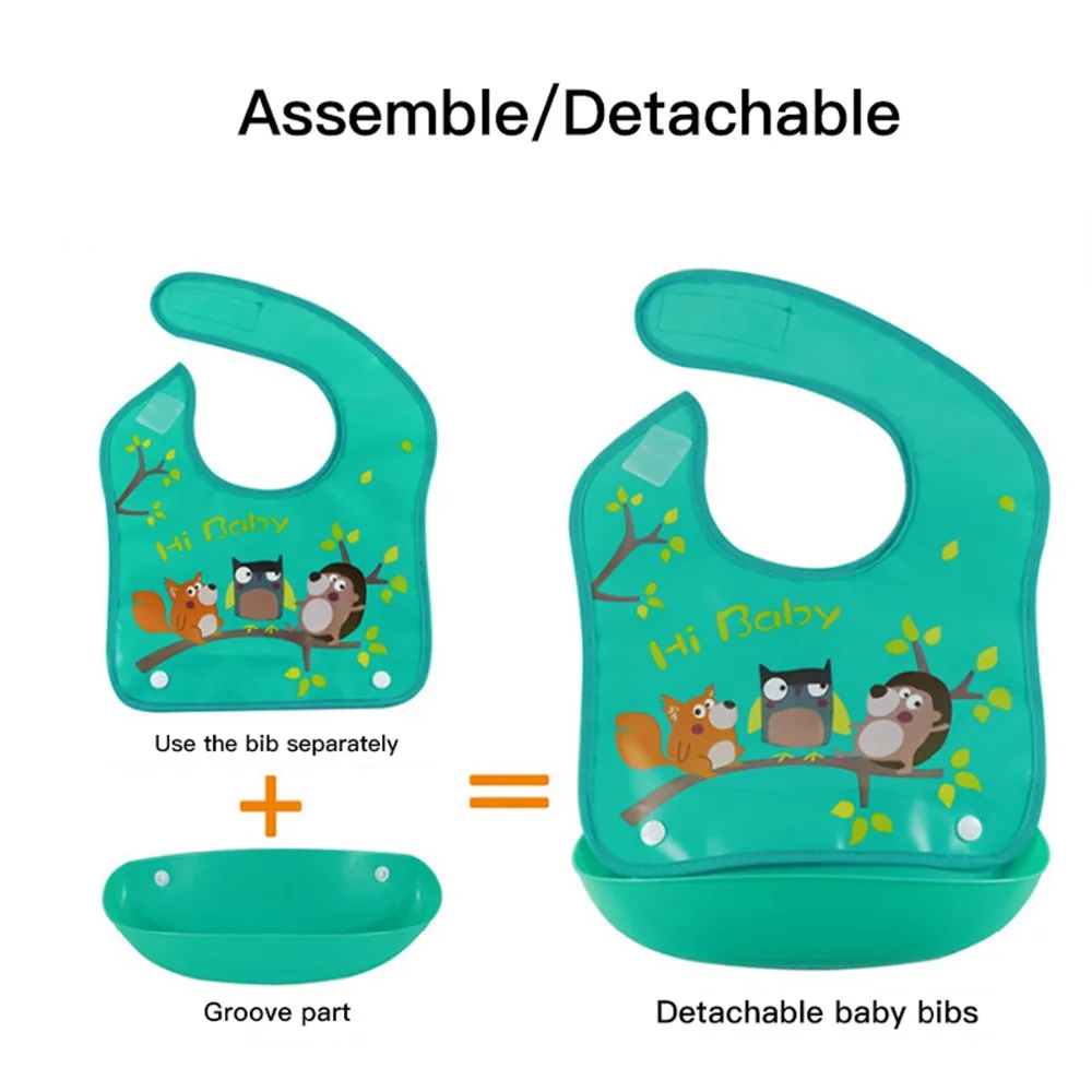 Bibs & Burp Cloths Cartoon Animals Baby Bebe Bibs Kid Infant Apron Towels EVA Plastic Waterproof Baby Bib Baby Stuff Accessories