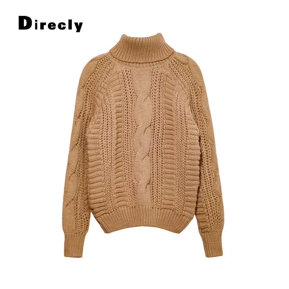 

Direcly2018 autumn and winter new sweater ladies high collar thick sweater ladies warm pullover solid color twist loose sweater