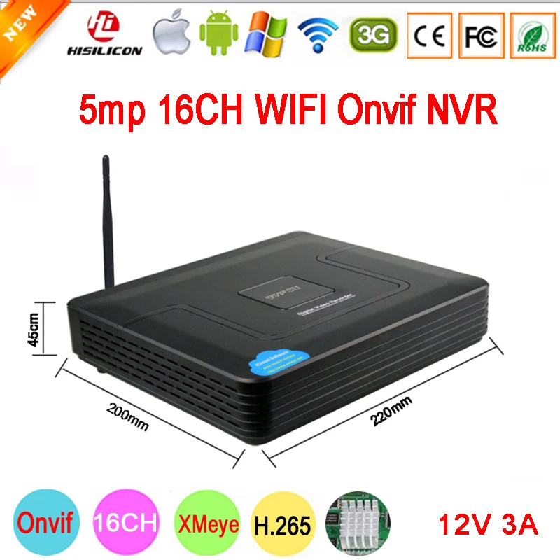 Goedkoop 5mp 4mp 3mp 2mp 1mp IP Camera Plastic 12V3A Hi3536D XMeye H.265 5mp 16CH 16 Kanaals WIFI Onvif Mini NVR Gratis Verzending