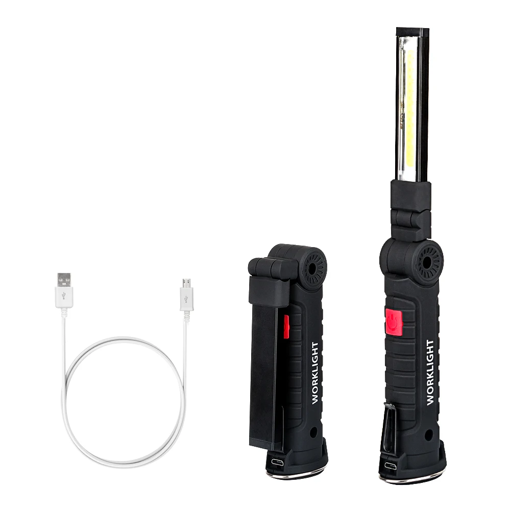 2 шт. портативный 5 режимов COB флэш-светильник фонарь USB Перезаряжаемый светодиодный рабочий светильник магнит COB Lanterna подвесной крючок Кемпинг лампа RU