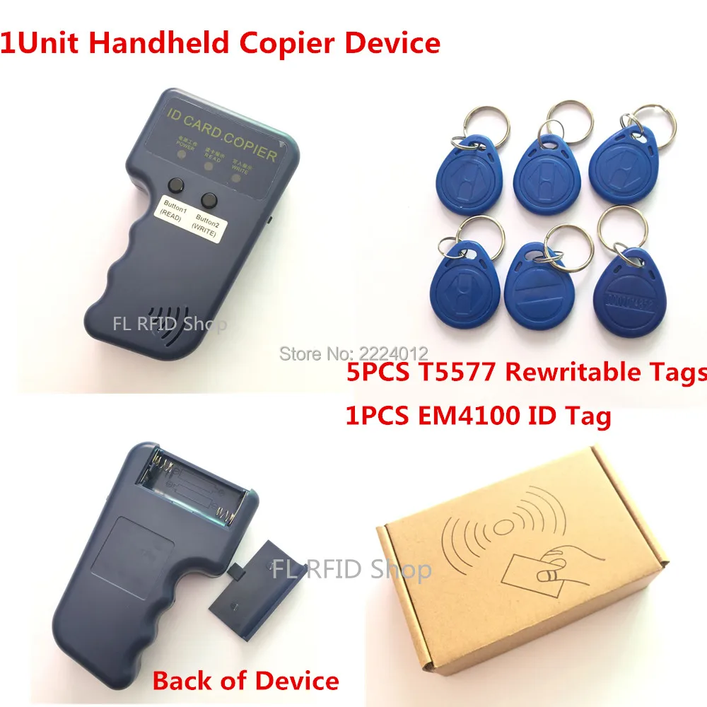 Handheld 125Khz RFID Copier Portable ID Card Cloner ID Card Copy writer 5pcs EM4305 T5577 RFID