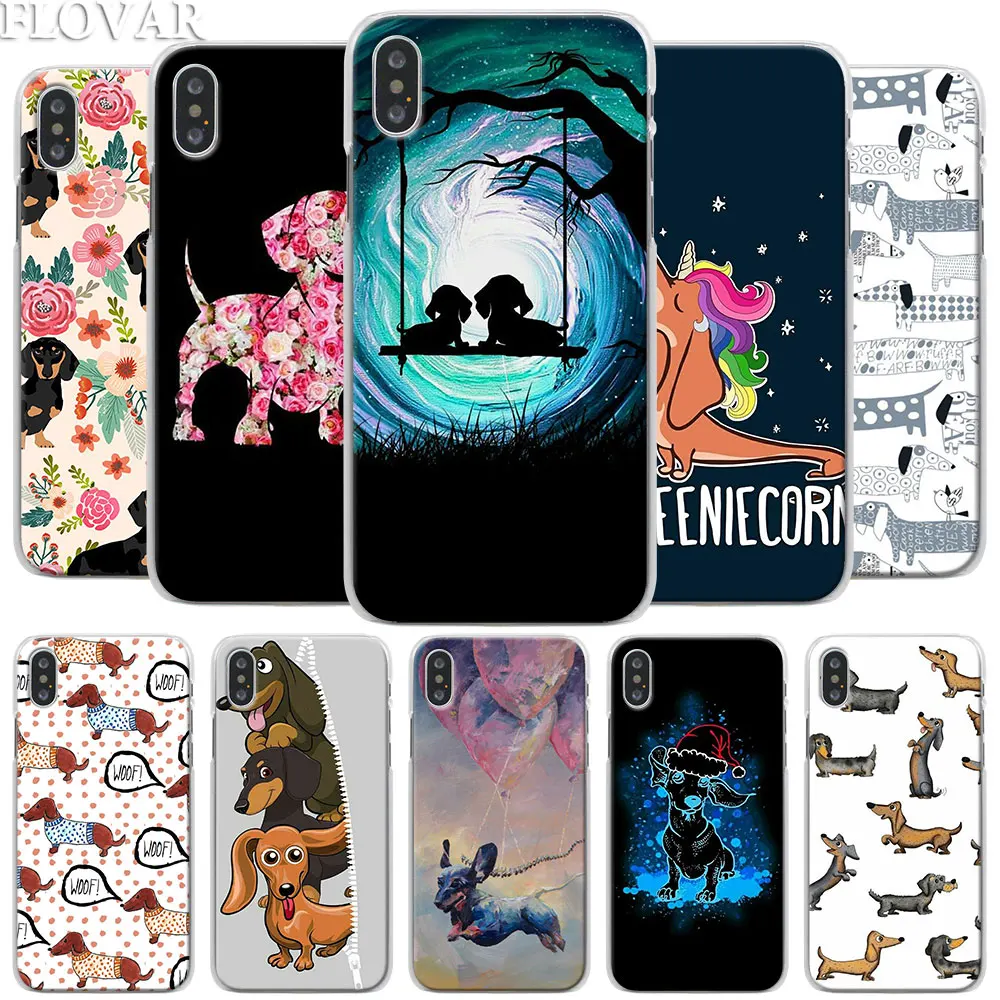 

Dachshund Doxie Flower Dog Puppy Phone Case for Apple iPhone X XR 7 8 Plus 6 6s Plus XS MAX SE Phone Case Coque