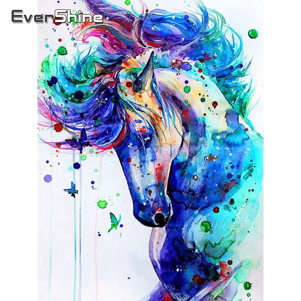 

EverShine Diamond Painting Cartoon Picture Of Rhinestones Diamond Embroidery Horse Full Square Diamond Mosaic Animals Home Decor