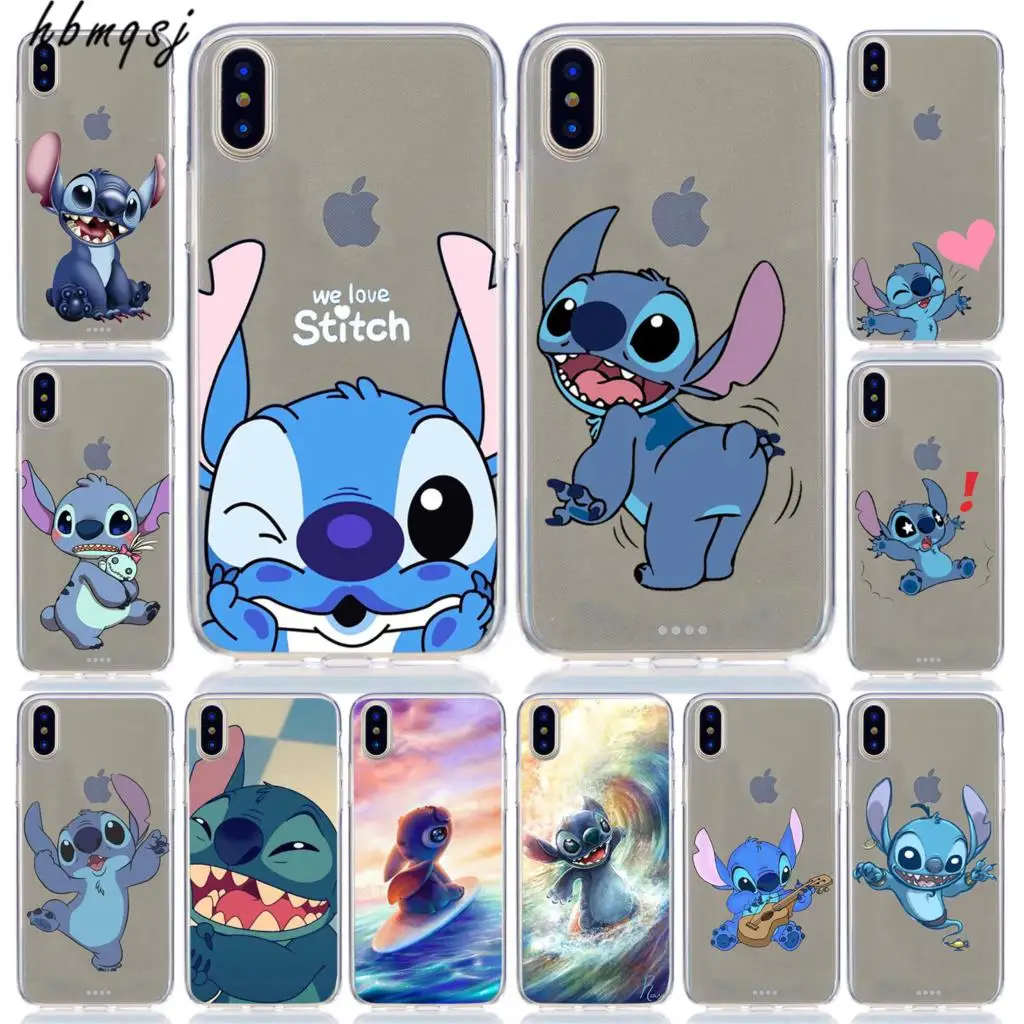 

Cute stitch for iphone x xs xr max 6 6s 5s 7 8 plus case silicone soft tpu clear cartoon funny original coque for iphone x case