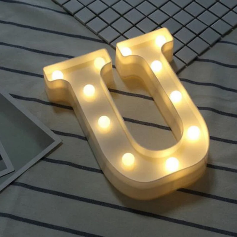 Led Marquee буква Алфавит символ огни знак Свадьба День Рождения Декор лампы - Цвет: U