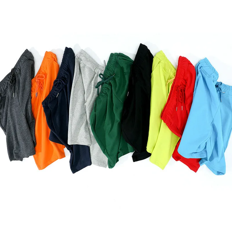 Летние популярные спортивные мужские шорты, хлопок, для отдыха, до колена, спортивные штаны чистого цвета, дышащие штаны для бега, 9 цветов