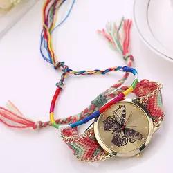 Популярные предназначены для обувь девочек бабочка цепочка для часов вязаный ремешок браслет ручной работы Кварцевые наручные часы NO181 5V7F