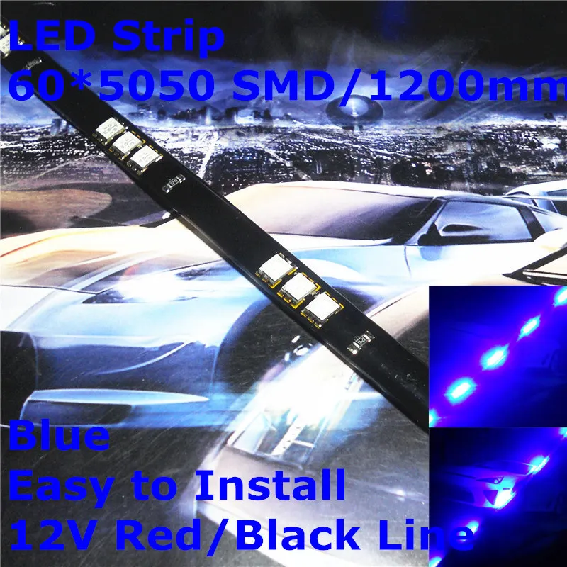 

Stock Shipping New 12V Car LED Decoration Soft Strip 1200mm Blue Color(60*5050 SMD) For Car Out/In Door Signal Atmosphere Light