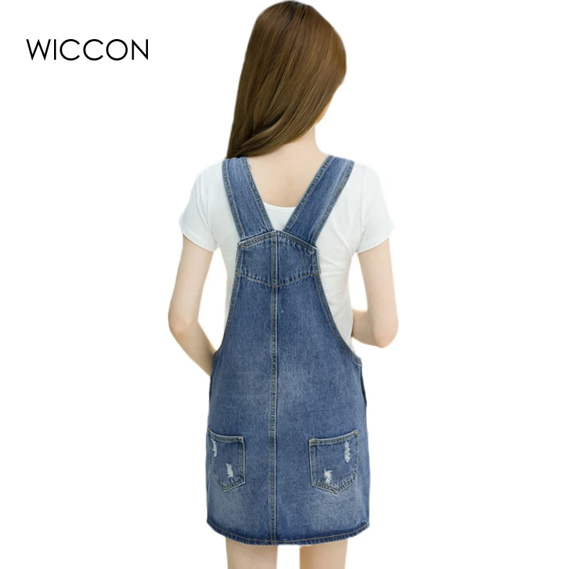 Spring Summer Denim Dresses Women Casual Jeans Sundresses Korean Fashion With Pocket Ripped Denim Blue Dress For Woman