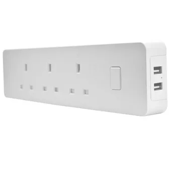 

PLYMOTON Smart WiFi Socket UK Standard with 2 USB Surge Protector Compatible with Amazon Alexa Google Home Remote Control Plug