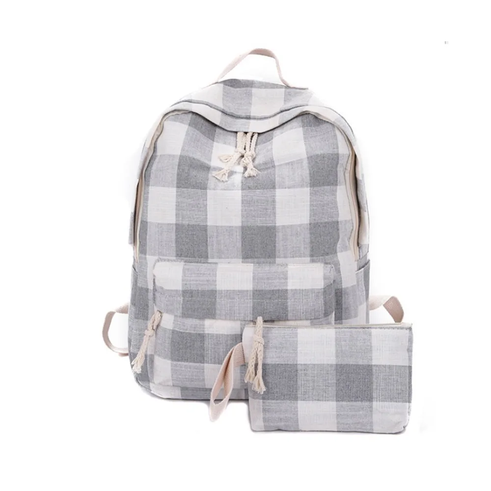 2018 Hot Sale Women's High Quality Canvas Checked Backpack New Travel