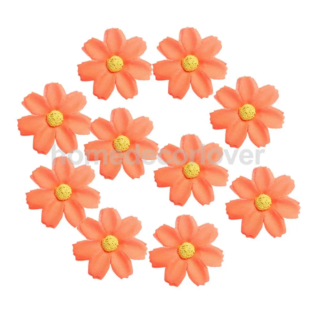 50pcs 4cm Silk Flower Daisies Flower Heads for Wedding/Car/Spring/Home/Garden Decoration Wreath DIY Floral Arts and Crafts