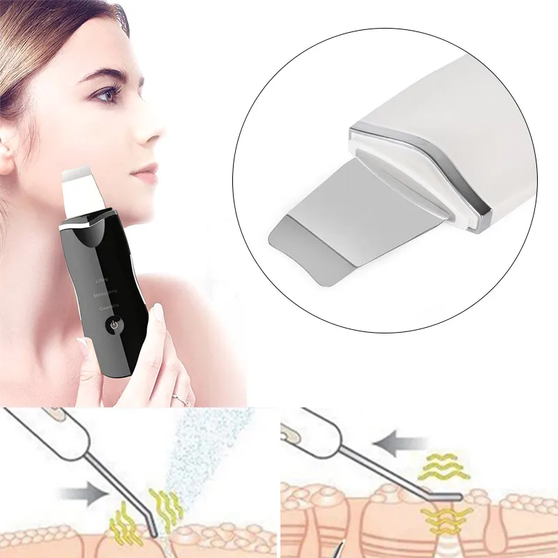 Purificador da Pele do Rosto Recarregável Ultrasonic Limpador Facial Peeling Ferramentas Vibração Remoção Cravo Esfoliante Poros Mais Limpo Mod. 1210932 9 Recarregável Ultrasonic Purificador Da Pele do Rosto