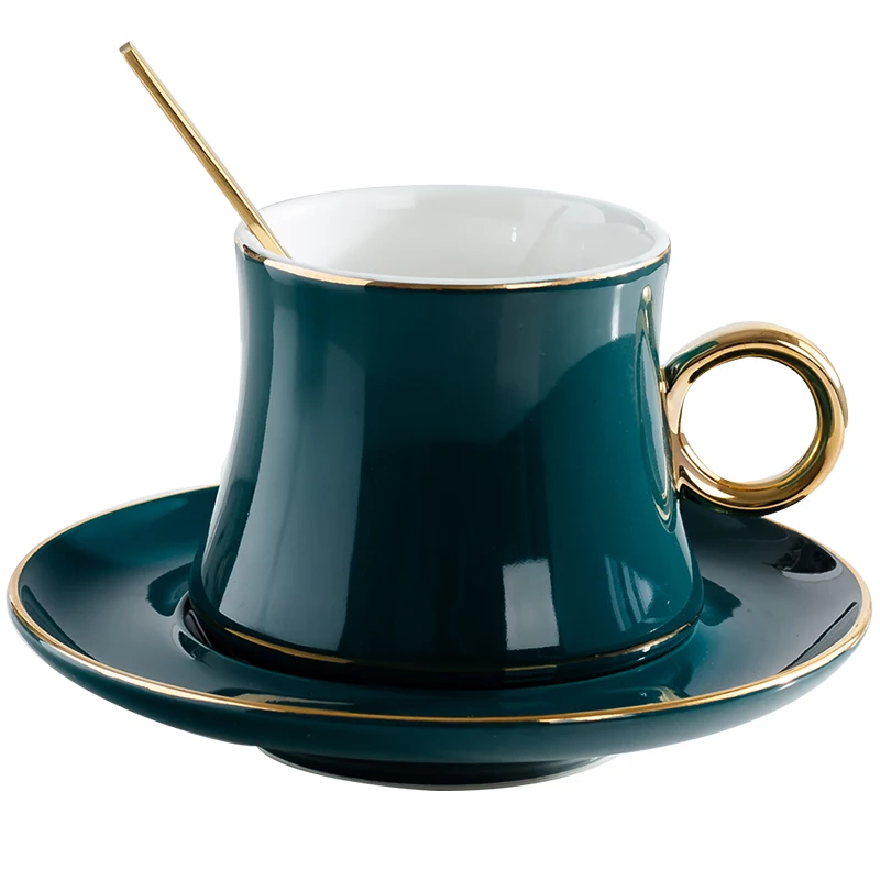 

INMYLIFE 200ml Europe Luxury Style Ceramic Coffee Mug Set Business Office Milk Tea Cup Tumbler Creative Europe Mugs for Gift