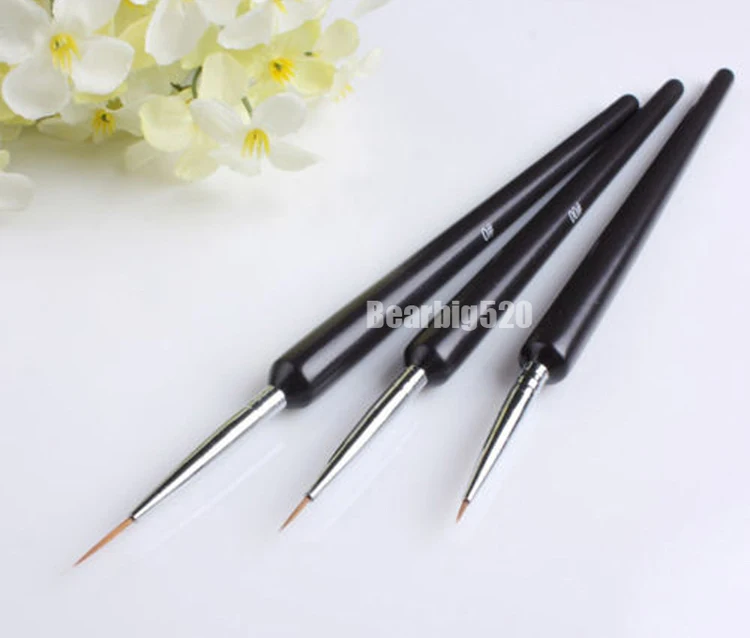 

3 Pieces Professional Black Acrylic French Nail Art Brushes Design Painting & Nail Dotting Tool Set