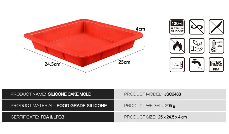 SILIKELOVE антипригарная квадратная силиконовая форма для выпечки, форма для торта, 3D форма для выпечки, лоток для духовки, безопасный материал