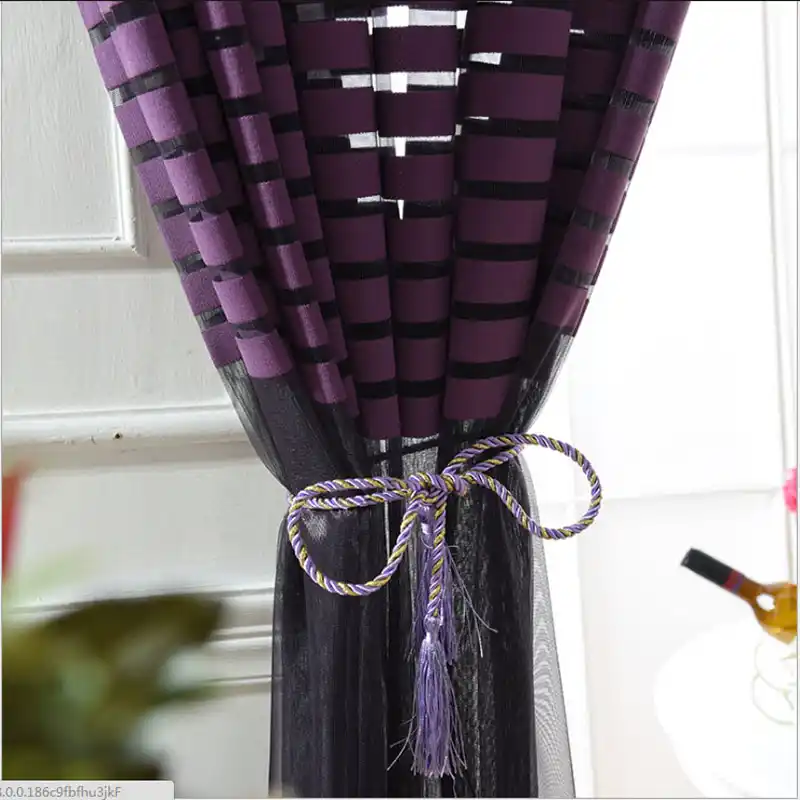 Purple Stripe Tulle Curtains For Bedroom Modern Voile Curtains In Living Room Window Sheer Custom Made Striped Tulle Curtains Curtains Fortulle Curtains Aliexpress