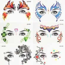 Krasivyy Face temporary tattoo stickers jewelry Arab India’s large tattoos eyes Masquerade flash tattoo paste makeup girl tattoo
